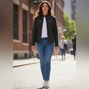 Sleek Chocolate Brown Jersey Zip Up from Margareta